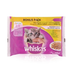 WHISKAS® Junior alutasakos eledel szárnyas válogatás aszpikban 4x100g image